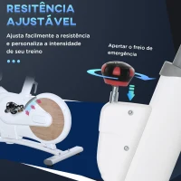 HOMCOM Bicicleta Estática com Volante de Inércia de 8 kg Bicicleta Estática com Assento e Guiador Ajustáveis em Altura Tela LCD Pulsômetro e Rodas para Casa 125x50x98-107cm Branco(m-6)
