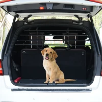 PawHut beschermrooster hondenrek voor in de auto bagagerek scheidingsrek verstelbaar zwart(m-2)