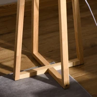 HOMCOM vloerlamp vloerlamp met plank pedaalschakelaar modern en beknopt voor woonkamer slaapkamer kantoor metaal linnen rubberhout crèmewit + natuurlijk hout 40 x 40 x 149 cm(m-8)