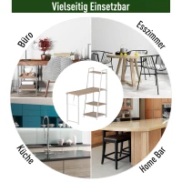 HOMCOM Inklapbaar bureau met boekenkast met 4 niveaus computertafel bureau metaal(m-5)