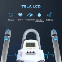 HOMCOM Bicicleta Estática com Volante de Inércia de 8 kg Bicicleta Estática com Assento e Guiador Ajustáveis em Altura Tela LCD Pulsômetro e Rodas para Casa 125x50x98-107cm Branco(m-4)