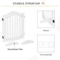 PawHut hondenhek veiligheidshek hondenrek 3-delig met twee steunpoten stabiel opklapbaar traphekje hondenhek wit 154,5x29,5x61 cm(m-7)
