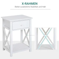 HOMCOM nachttafel telefoontafel bijzettafel wonkamertafel met schuiflade hout wit(m-4)