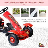 HomCom® Coche de Pedales Go Kart Racing Deportivo con Asiento Ajustable Embrague y Freno para Niños mayores de 3 Años Carga 50kg 80x49x50cm Acero(m-7)