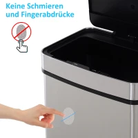 HOMCOM Afvalbak afvalscheidingssysteem prullenbak met sensor 72 L 3 vakken rvs zilver(m-4)