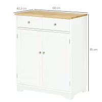 HOMCOM Keukenkast dressoir met 2 schuiflades dressoir opbergkast MDF wit(m-3)