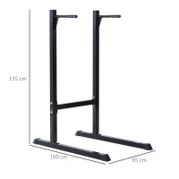 HomCom Estación Dip de Musculación - Negro Acero Hasta 120kg(m-3)