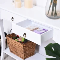 HOMCOM consoletafel met 2 lades console sideboard houten poten hal wit(m-8)