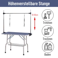 PawHut Trimtafel, scheertafel in hoogte verstelbaar met ondermand voor honden inklapbaar blauw(m-4)