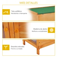 PawHut Coelheira de Madeira Exterior de 2 Níveis Gaiola para 1-2 Coelhos Animais Pequenos com Teto Asfáltico Dobrável e 2 Bandejas Removíveis 90x45x90cm Madeira(m-7)