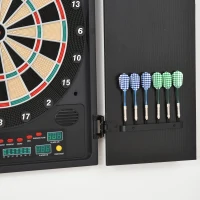 HOMCOM Elektronische dartset dartbord dartschijf met 12 darts zwart + wit 8 spelers(m-6)