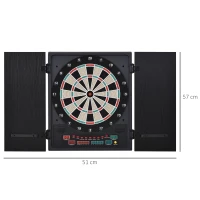HOMCOM Elektronische dartset dartbord dartschijf met 12 darts zwart + wit 8 spelers(m-3)