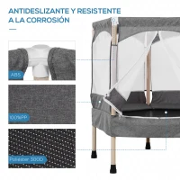 HOMCOM Cama Elástica para Niños de 3 Años Trampolín Infantil con Red de Seguridad para Interior Carga 80 kg 126x109x98 cm Gris(m-4)