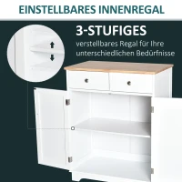 HOMCOM Keukenkast dressoir met 2 schuiflades dressoir opbergkast MDF wit(m-4)