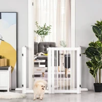 PawHut Hondenhek voor dieren opklapbaar hek steunvoeten 91 cm wit(m-2)