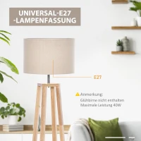 HOMCOM vloerlamp vloerlamp met plank pedaalschakelaar modern en beknopt voor woonkamer slaapkamer kantoor metaal linnen rubberhout crèmewit + natuurlijk hout 40 x 40 x 149 cm(m-5)