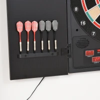 HOMCOM Elektronische dartset dartbord dartschijf met 12 darts zwart + wit 8 spelers(m-5)