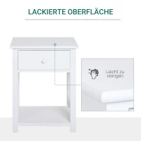 HOMCOM nachttafel telefoontafel bijzettafel wonkamertafel met schuiflade hout wit(m-6)