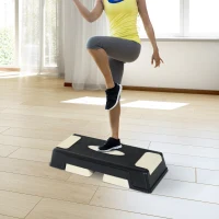 HOMCOM Stepboard stepper aerobics fitness hometrainer drievoudig in hoogte verstelbaar zwart(m-2)