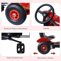 HomCom® Coche de Pedales Go Kart Racing Deportivo con Asiento Ajustable Embrague y Freno para Niños mayores de 3 Años Carga 50kg 80x49x50cm Acero(m-5)
