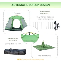 Outsunny 6 Person Pop Up Camping Tent, 2-Tier Design Backpacking Tent with 4 Windows 2 Doors Portable Carry Bag for Fishing Hiking, Green(m-5)