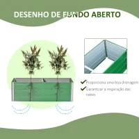 Outsunny Caixa de Plantio de Aço com Luvas Caixa de Plantio Retangular para Cultivos de Plantas Flores para Terraço Jardim Exterior  125x47x40cm Verde(m-5)