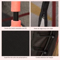 HOMCOM Trampolim para Crianças acima de 3 Anos Cama Elástica Infantil com Rede de Segurança e Estrutura de Aço para Interiores e Exteriores Carga 45kg 163x163x163 cm Vermelho(m-7)