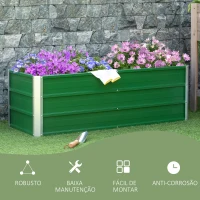 Outsunny Caixa de Plantio de Aço com Luvas Caixa de Plantio Retangular para Cultivos de Plantas Flores para Terraço Jardim Exterior  125x47x40cm Verde(m-6)