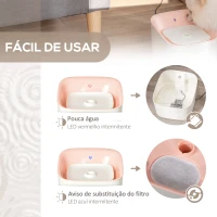 PawHut Dispensador de Água para Gatos 3L Fonte de Água Automática para Cães e Gatos com Sensor Infravermelho 3 Modos e Luz Indicadora LED 21x20x18cm Branco e Rosa(m-6)
