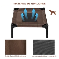 PawHut Cama para Animais de Estimação Cama Elevada para Cães Gatos Portátil Tecido Transpirável para Exterior Interior 64x46x18cm Marrom(m-6)