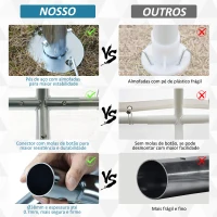 Outsunny Tenda de Garagem para Carros 4x4m Portátil Impermeável Tenda de Jardim Pátio Exterior com Acessórios para Eventos Festas Metal Galvanizado Branco(m-5)
