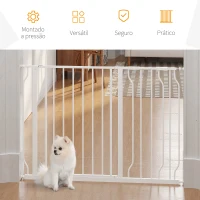 PawHut Barreira de Segurança para Cães Extensível para Escadas e Portas 75-115cm com 2 Extensões e 10-20cm Montagem a Pressão Aço Altura 76cm Branco(m-6)