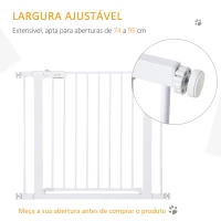 PawHut Barreira de Segurança para Cães Animais de Estimação 75-96cm para Escadas Portas e Corredores com Fechamento Automático Altura 76cm Branco(m-5)