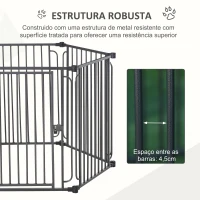 PawHut Parque para Animais de Estimação com 6 Barreiras de Metal 61x76cm Canil Desmontável para Cães com Teto Hexagonal e Porta com Fechadura de Segurança 122x105x119cm Preto e Colorido(m-6)