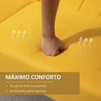 HOMCOM Sofá Cama de 2 Lugares com Encosto Ajustável em 3 Posições Apoio para os Braços Desmontável e Pés de Madeira Sofá Duplo Moderno para Sala de Estar Escritório 173x75x73cm Amarelo(m-4)