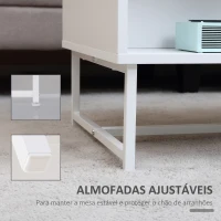 HOMCOM Mesa de Centro com Gaveta Prateleira Aberta e Pés Elevados de Metal Mesa de Café Nordica para Sala de Estar Dormitório 100x50x40cm Branco e Carvalho(m-6)