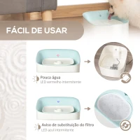 PawHut Dispensador de Água para Gatos 3L Fonte de Água Automática para Cães e Gatos com Sensor Infravermelho 3 Modos e Luz Indicadora LED 21x20x18cm Branco e Azul(m-6)