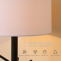 HOMCOM Candeeiro de Pé com Ganchos para Bolsa Chapéus Ecrã de PE Suporte para Lâmpada E27 Máx. 40W e Interruptor de Pé Moderno para Sala de Estar Dormitório Ø38x158cm Branco e Preto(m-5)