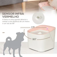 PawHut Dispensador de Água para Gatos 3L Fonte de Água Automática para Cães e Gatos com Sensor Infravermelho 3 Modos e Luz Indicadora LED 21x20x18cm Branco e Rosa(m-7)