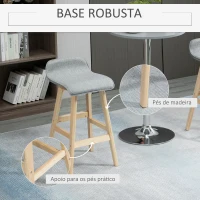 HOMCOM Conjunto de 2 Bancos de Bar com Assento 64cm de Altura Estofada em Linho Sintético Bancos Altos de Cozinha com Pés de Madeira 40x41,5x75,5cm Cinza e Natural(m-6)