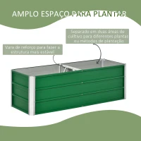 Outsunny Caixa de Plantio de Aço com Luvas Caixa de Plantio Retangular para Cultivos de Plantas Flores para Terraço Jardim Exterior  125x47x40cm Verde(m-4)