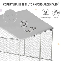 PawHut Recinto per Cani da Esterno, Recinto per Animali con Copertura Impermeabile 230x230x172cm(m-6)