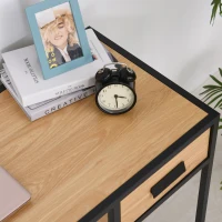 HOMCOM Scrivania Moderna Salvaspazio dal Design Industriale con 1 Cassetto, in Legno e Metallo, per Camera/Ufficio, 110x45x76cm(m-7)