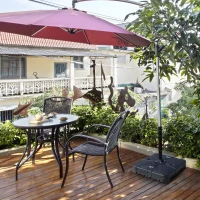 Outsunny Base Ombrellone Riempibile con Acqua e Sabbia 4 Rotelle Max. 125 Kg da Giardino HDPE 84x84x19cm Nero(m-2)