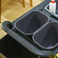 HOMCOM Carrello Pulizie Professionale 3 Livelli, in Plastica e Alluminio, 110x50x92cm, Grigio(m-8)