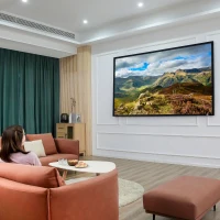 HOMCOM Telo Proiettore da 120 Pollici, Schermo Proiezione a Muro Compatibile con Proiettori LED e LCD per Casa o Ufficio(m-2)