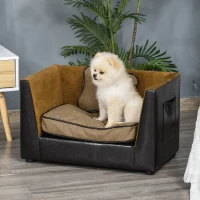 PawHut Divano sofa lettino letto di lusso per cani gatti animali domestici in pelle sintetica(m-2)
