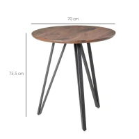HOMCOM Tavolo da Cucina o da Soggiorno in Stile Industriale, Moderno e Multiuso in Legno e Metallo Nero, Rotondo Φ70cm(m-3)