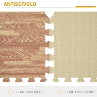 Homcom Tappeto Puzzle Antiscivolo Effetto Legno in EVA Set da 16 Pezzi da 60x60cm, Tappeto Fitness e Gioco(m-6)