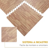 Homcom Tappeto Puzzle Antiscivolo Effetto Legno in EVA Set da 16 Pezzi da 60x60cm, Tappeto Fitness e Gioco(m-5)